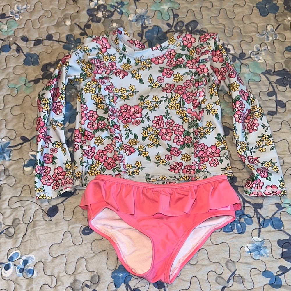 Floral Long Sleeve Swim Set for Kids